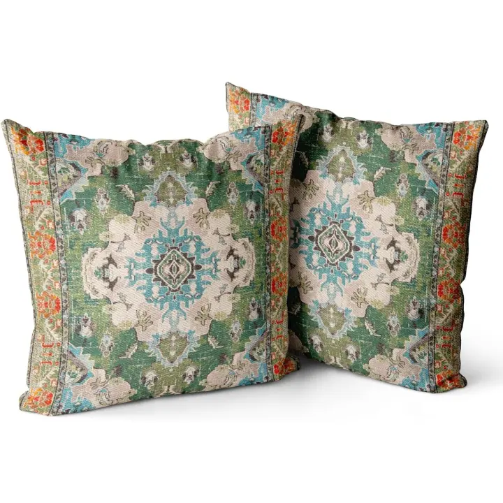 Juego de 2 fundas de cojín de estilo bohemio de 45 x 45 cm, fundas de almohada decorativas cuadradas de 18 x 18 pulgadas para sofá o coche - 1
