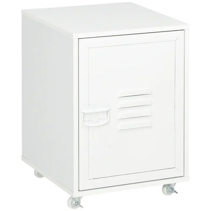 Vinsetto Cajonera de Oficina Mueble Archivador con Ruedas Estante Ajustable y Puerta de Metal para Tamaño A4 para Estudio Salón 38x38,5x55,5 cm Blanco - 1