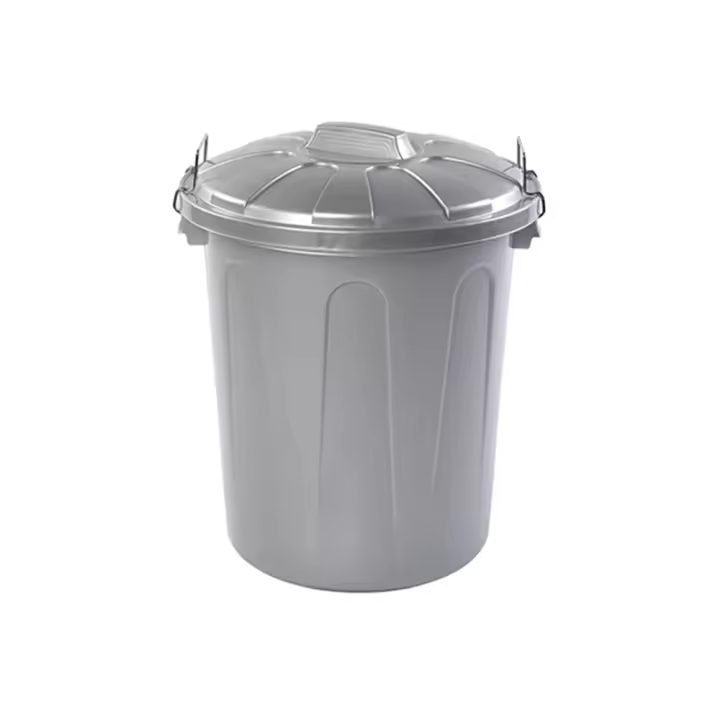 CUBO BASURA CIERRE METAL + TAPA 21 LITROS PLATA PLASTICFORTE - 1