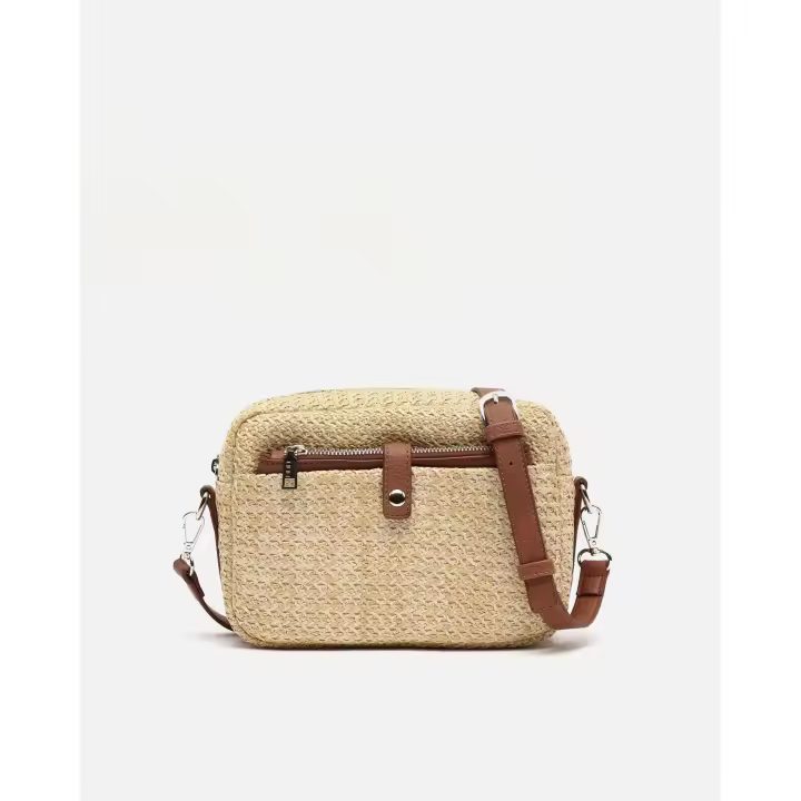 Misako Xistu bolso bandolera pequeño efecto rafia con neceser pequeño Raffia / Playa - 1