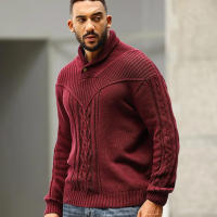 Suéter De Punto Para Hombre Invierno Cuello En V Casual Con Botones Color Sólido Ternura De Lana Suave Estilo Clásico Pullover De Ochenta Y Seis Piezas - details 6