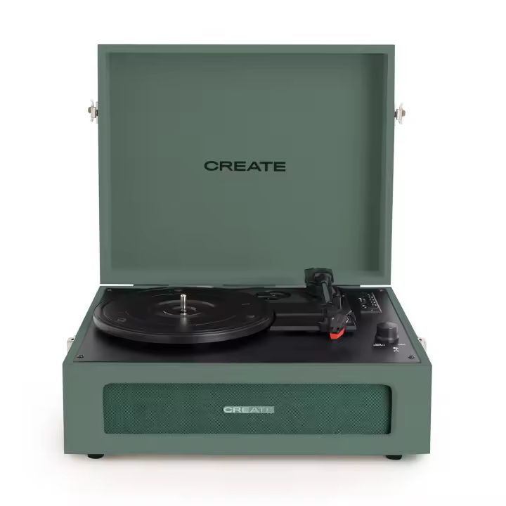 CREATE - RECORD PLAYER RETRO - Tocadiscos Retro con Bluetooth, USB, SD, MicroSD y Mp3 - 1