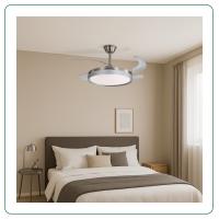 Ventilador de Techo 42" LED 48W Níquel Cepillado – Motor DC Silencioso, Aspas Transparentes retráctiles, 6 Velocidades, Reversible, Mando a Distancia - details 1