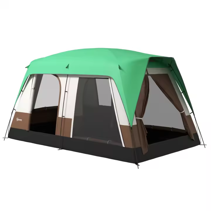 Outsunny Carpa Túnel, Carpa de Camping para 8 Personas, con Gancho de Luz, Ventana de Malla, Carpa Familiar con Bolsa de Transporte, Carpa para Grupos Repelente al Agua de 3000 mm, para Jardín, Camping, Verde - 1
