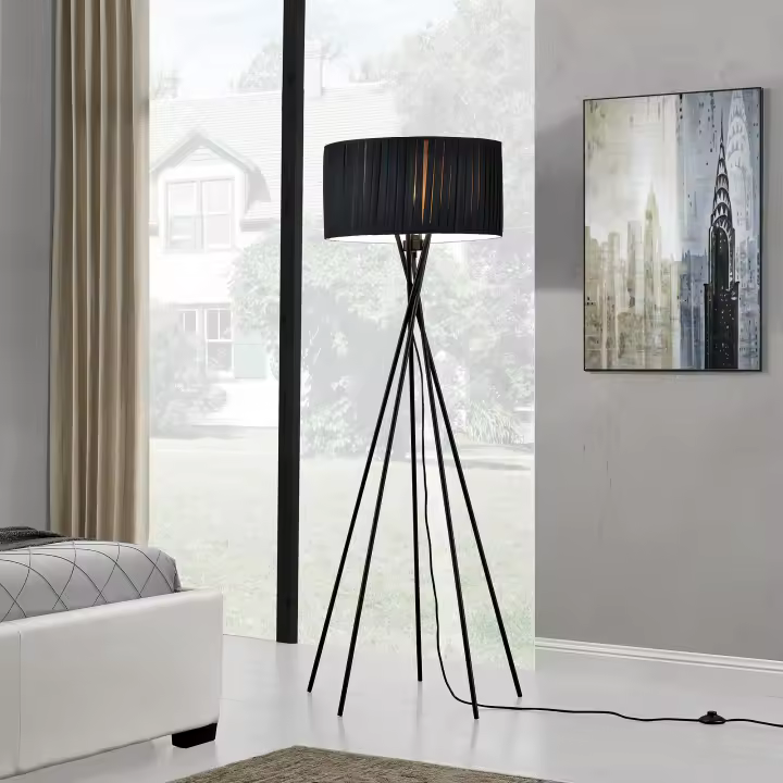 [lux.pro] Lámpara de pie 'Black Mikado' - bombilla excluida - E27 / 60 W / 230 V - Negro (155cm - 48 cm) - design - 1