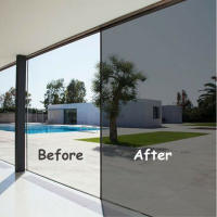 Película De Espejo Unidireccional Para Ventanas Adhesiva Reflector Solar Protector De UV Para Vidrio De Hogar Y Coche DIY Tela De Vinilo Privacidad - details 4