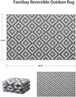 Alfombras Geométricas de plástico para exteriores, impermeables, reversibles, resistentes a los rayos UV, gris/Blanco, 150x240 cm. - details 1