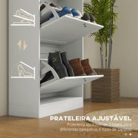 HOMCOM Mueble Zapatero de Recibidor Armario Zapatero Moderno con 3 Cajones Abatibles y Estantes Ajustables para 18 Pares de Zapatos Zapatero Estrecho para Pasillo Entrada 60x23,5x115 cm Blanco - details 2