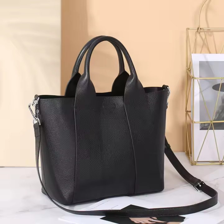 Bolso De Hombro Para Mujer De Cuero Genuino Lujo Diseñador Nueva Moda Tote Gran Capacidad Bolso Cruzado Común - 1