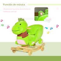 HOMCOM 2 en 1 Caballito Balancín Bebé +18 Meses Balancín Peluche Madera con Ruedas para Rodar Sonido Cinturón de Seguridad Mecedora Balancín 60x32x52cm - details 2