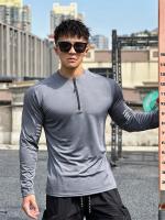 Camiseta Deportiva Para Hombres 2024 Con Cierre Y Cuello Redondo Manga Larga Transpirable Para Entrenamiento Y Baloncesto Ropa De Exterior - details 11
