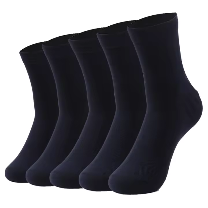 Calcetines De Algodón Puro Para Hombre Y Mujer 5 Pares Color Sólido Alta Calidad Transpirables Antibacterianos Negros Calcetines De Negocios - 1
