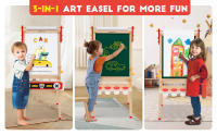 Caballete Infantil de Madera con Pizarra, Altura 80CM a 107CM, Caballete de Arte Infantil, Dibujo de Doble Cara Plegable Pizarra Blanca y Verde, Caballete de Arte de Altura Ajustable con Números, Caballete de pie con números, Otros Accesorios para niños - details 1