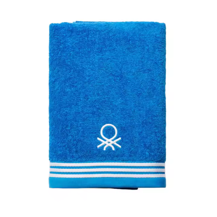 TOALLA BAÑO 70X140CM 450GMS 100% ALGODÓN AZUL CON RAYAS RAINBOW BENETTON - 1