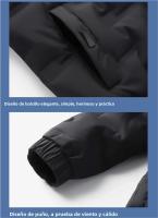Parka Hombre Abrigo De Plumas De Pato Blanco Corto Para Estudiantes Jóvenes Otoño Invierno Con Capucha Cierre De Cremallera - details 11
