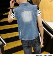 Chaqueta De Jean Sin Mangas Para Hombre 2023 Primavera Azul Negro Estilo Vaquero Chaqueta De Denim Vestido De Cintura Vest - details 3
