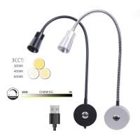 2pcs Lámpara De Lectura USB 5V Para Cama Y Pared Con Dobladillo Largo De 15" Luz LED De 3W Regulable Por Toque Para Estudio Y Trabajo - details 3