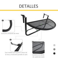 Outsunny Mesa Colgante de Balcón Semicircular 60x45x50 cm Ajustable en Altura Simple y Conveniente para Barandilla de Balcón Terraza Patio - details 5