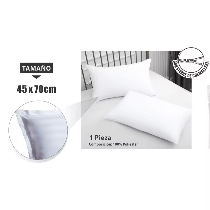 Funda Almohada Cuti Transpirable, Protector Almohada cuti 70/80/90/105/135/150 cm. 100% Poliester Con Cierre Cremallera - 1
