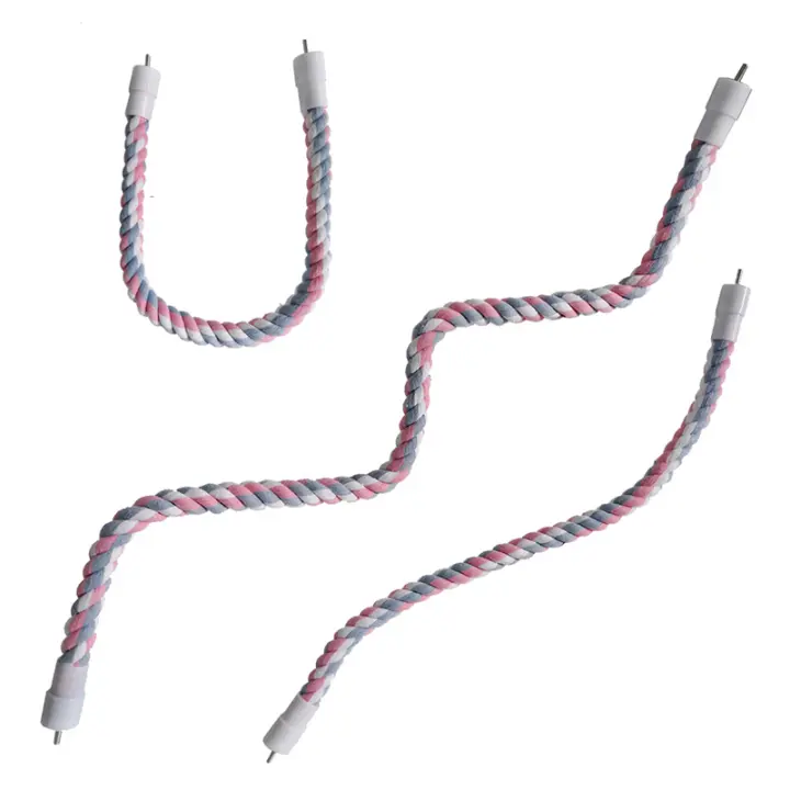 Juguete Para Aves De Compañía Mordedor De Algodón Colorido Para Periquitos Resistente Y Elástico Con Carril Para Colgar En Jaula - 1