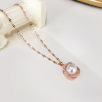 Nuevo Collar De Perla Imitación Pendentivo De Lujo 18K Dorado Para Mujer Estilo Retro Moda Acero Inoxidable Cadena Clavícula - details 5