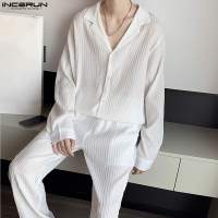 Conjunto De Moda Casual Para Hombre INCERUN Venta Caliente Camisas Y Pantalones Estilo Rayado 2 Piezas Tallas S-5XL 2023 - details 1