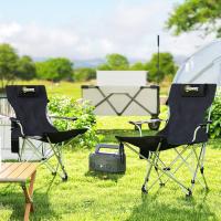 Outsunny Conjunto de 2 Sillas Plegables Camping Tumbonas Camping Portátiles con Reposapiés Desmontable Reposacabezas Portavasos y Bolsa Lateral Carga 120 kg para Jardín Playa Pesca Negro - details 1