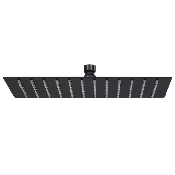 vidaXL Cabezal ducha efecto lluvia acero inox cuadrado negro 30x20 cm - 1