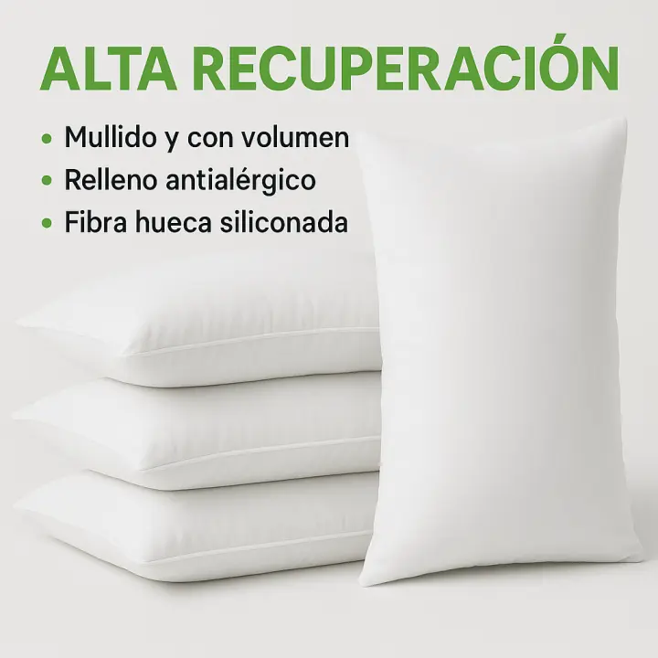 Pack 2 Rellenos de Cojín Rectangulares 30x50, 40x60 y 50x70 cm – Fibra Hueca Siliconada – Lavables, Antialérgicos, Alta Recuperación – Pack Decorativo – Fabricado en España - 1