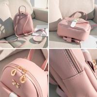 Mochila Mini Para Mujer En PU Cuero Kawaii Estilo Gracioso Bagpack Pequeño Para Escuela Con Lazo Y Hojas Vacías Moda Casual - details 2