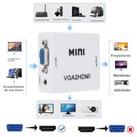 Convertidor De Video VGA a HDMI Con Audio Adaptador Compatible 1080P Para Notebook Xbox360 DVD PC HD TV Proyector - details 1