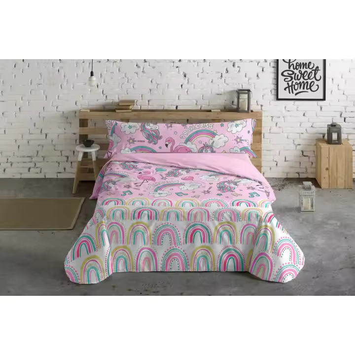 Juego de funda nórdica Pierre Cardin Unicornios Rosa Cama de 105 3 Piezas - 1