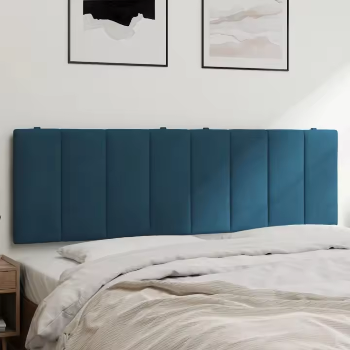 Cabecero de cama acolchado terciopelo azul 160 cm - 1