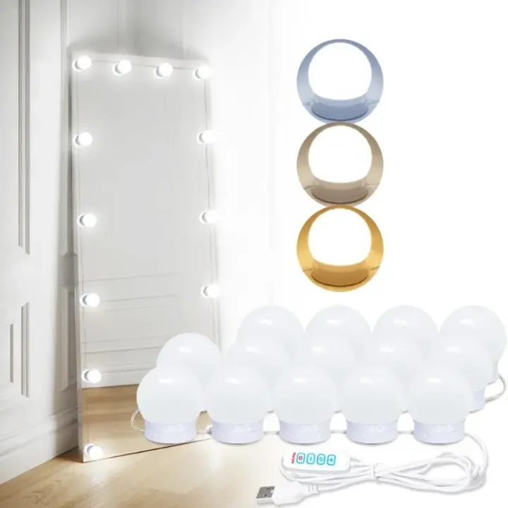 Lámpara LED Desmontable Profesional Espejo De Maquillaje Con Alimentación USB Luz De Cosméticos Para Vestíbulo Y Mesa De Vestir Vanidad - 1
