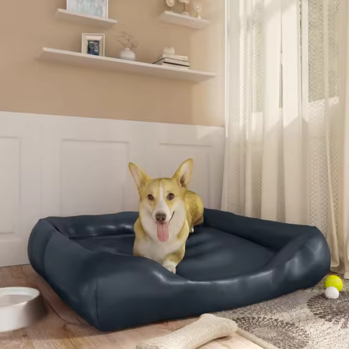 Cama para Perros de cuero sintético Azul Oscuro 80x68x23 cm - 1