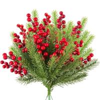 10Pcs Ramas De Pino Artificiales Con Bayas Rojas Para Decoración De Navidad Árbol De Navidad Corona De Navidad Regalos - details 5