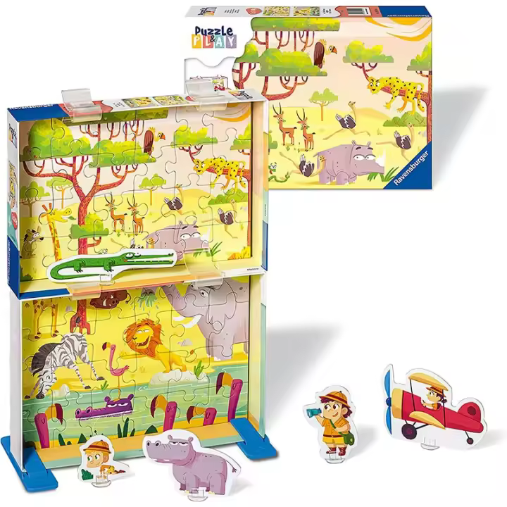 Puzzle infantil 2x24 hora de safari con piezas grandes de Ravensburger - 1