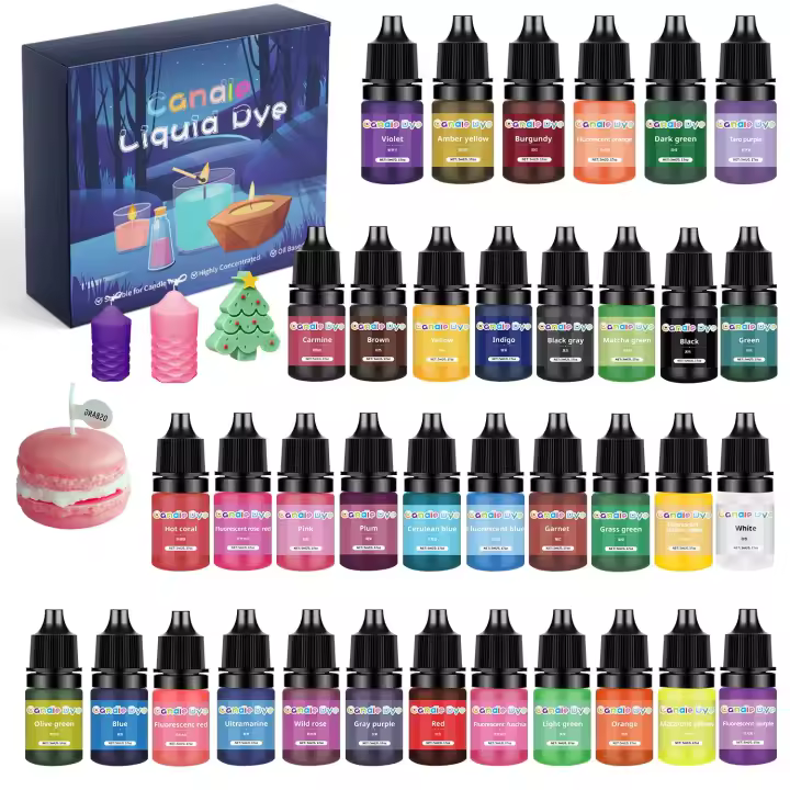 36 colores de pigmento altamente concentrado de 5 ml para manualidades, jabones DIY, velas aromáticas, masas sensoriales y tinción. - 1