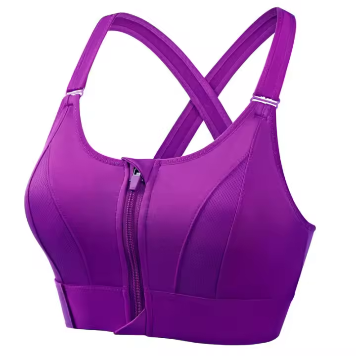Sujetador Deportivo Ajustable Con Cierre Frontal Y Correa Elástico Para Mujer Shockproof Fitness Yoga Top De Cintura Baja - 1