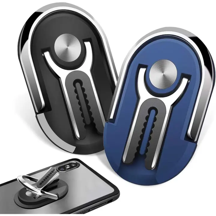Soporte para teléfono para automóvil de 2 piezas, anillo de soporte para teléfono giratorio multifuncional de 360 °, se puede usar para salida de aire del automóvil (negro + azul) - 1