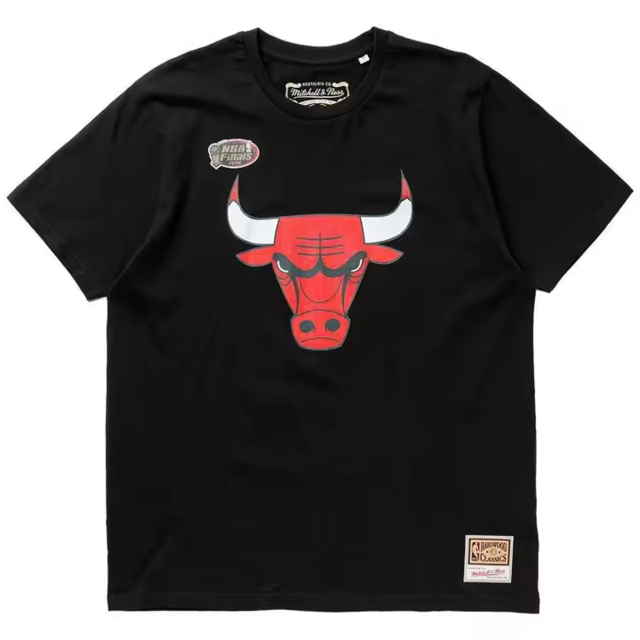 Camiseta de Manga Corta Mitchell & Ness Nba Logo Bulls para hombre en color negro - 1