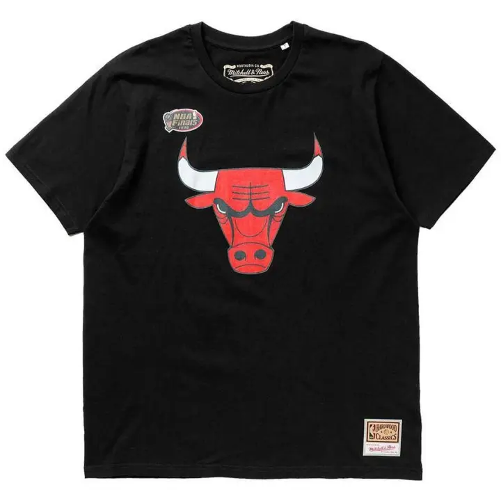 Camiseta de Manga Corta Mitchell & Ness Nba Logo Bulls para hombre en color negro - 1