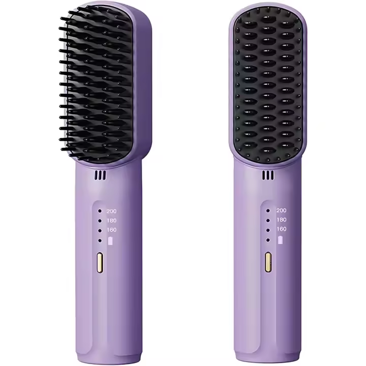 Mini peine alisador de Cabello portátil para Mujeres with 3 niveles de calor, alisador de Cabello Caliente recargable para Beard, escalantidadurios y friamiento de 20 Segundos - 1