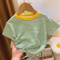 Camiseta De Verano Para Niños Y Niñas Algodón Casual Estilo Corto Transpirable Tops Striped Unisex Talla True Summer - details 3