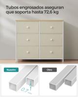 Cómoda de estilo industrial con 6 cajones de tela, armario de almacenamiento con marco de acero y tapa de madera, ideal para dormitorio y pasillo, disponible en varios colores, 30x80x71 cm - details 3