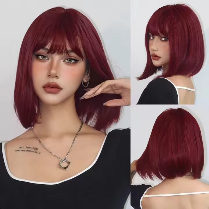 Pelucas Sintéticas De Ombre Marrón Rubia Para Mujeres Con Franja Raíces Oscaras Cabello Gris Natural Resistente Al Calor Peluca Bob Corta Para Cosplay De Diversas Ocasiones - 1
