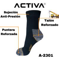 ACTIVA - 6 Pares Calcetines de Trabajo Hombre - Calcetines Algodón de Alta Calidad de Canalé y Anti-Presión  - Planta y Talón Reforzados - Talla 40-45 - details 4