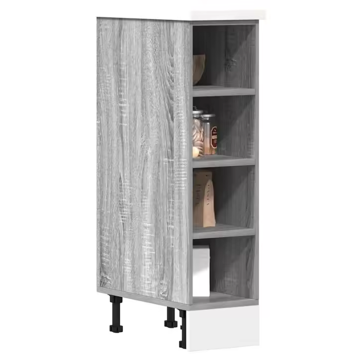 vidaXL Armario inferior de cocina "Riga" contrachapada en color Negro/Gris sonoma | almacenamiento funcional diseño moderno para baño dormitorio sala - 1