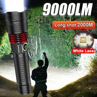 Linterna LED Recargable 9000LM Luz Blanca Láser Super Brillante 2000m Luz De Camping Torcha Potente Impermeable Para Aventura Al Aire Libre - details 1
