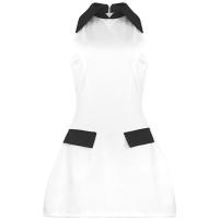 Vestido Casual De Verano 2024 Sin Mangas De Color Sólido Con Cuello Y Splicing Slim Mini Para Mujer Elegante Oficina - details 19